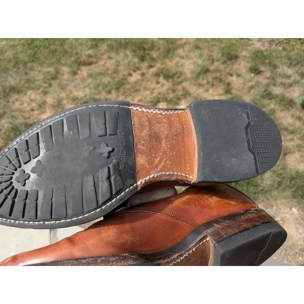 Allen Edmonds Dellwood Brown Split Moc Toe Vibram Lace Up Blucher USA SZ 9D